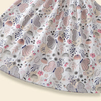 Girls Off White Butterfly Printed Round Neck A-line Dress Casual Dresses