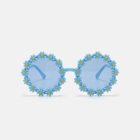 Girls Blue Flower Round Sunglasses Sunglasses