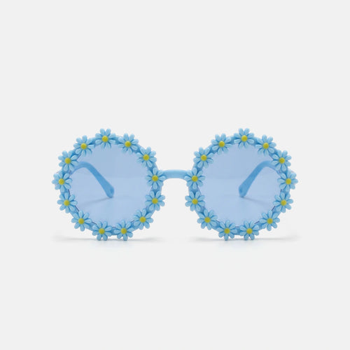 Girls Blue Flower Round Sunglasses Sunglasses