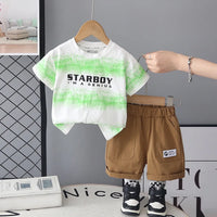 Boys Light Green Graphic Print T-Shirt With Shorts Sets Sets Light Green 1-2 Y