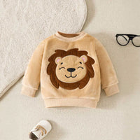 Boys Beige Lion Embroidered Sweatshirt With Jogger Co-ord Set 2 pc. Sets