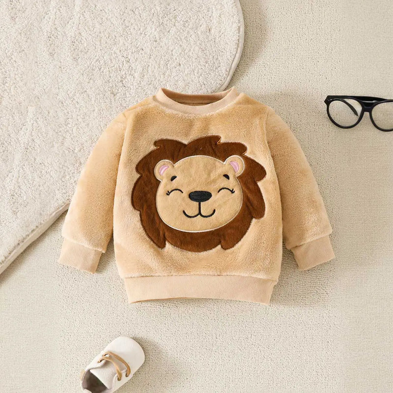 Boys Beige Lion Embroidered Sweatshirt With Jogger Co-ord Set 2 pc. Sets