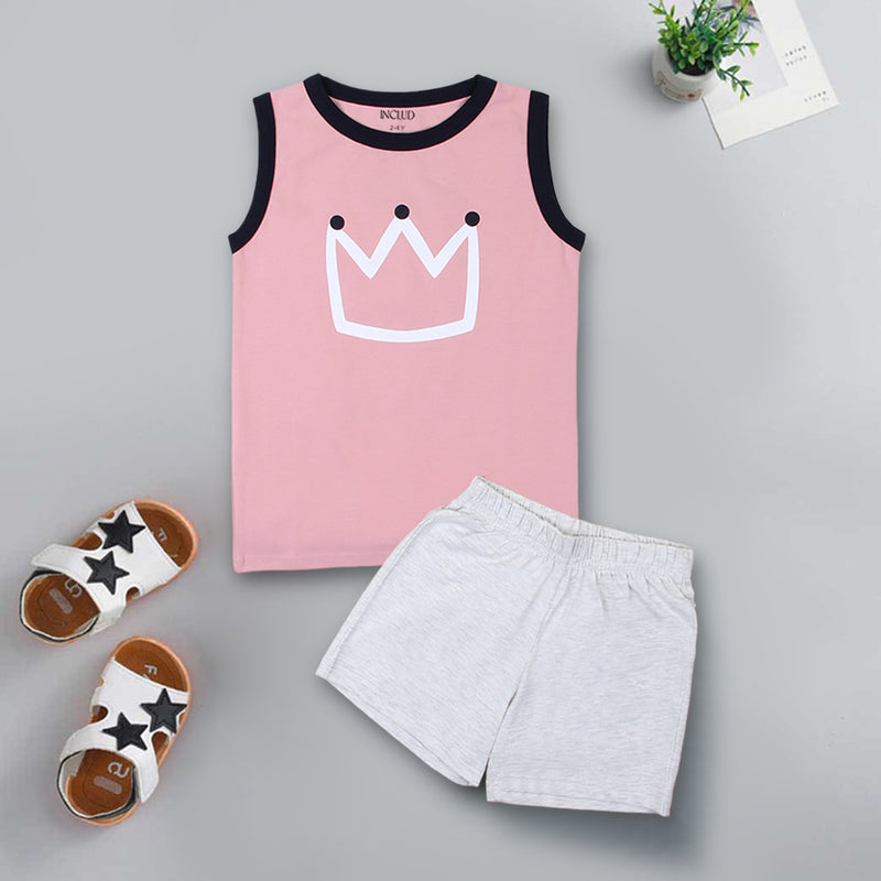 Boys Multicolor Sleeveless Printed T-Shirt With Summer Shorts Sets - Pack Of 2 Sets
