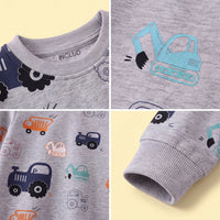 Boys Grey Round Neck Graphic Sweatshirt Sweatshirts & Hoodies