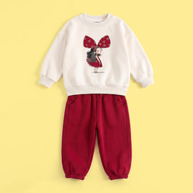 Girls Graphic Sweatshirt With Red Pants Sets Sets Red 1-2 Y