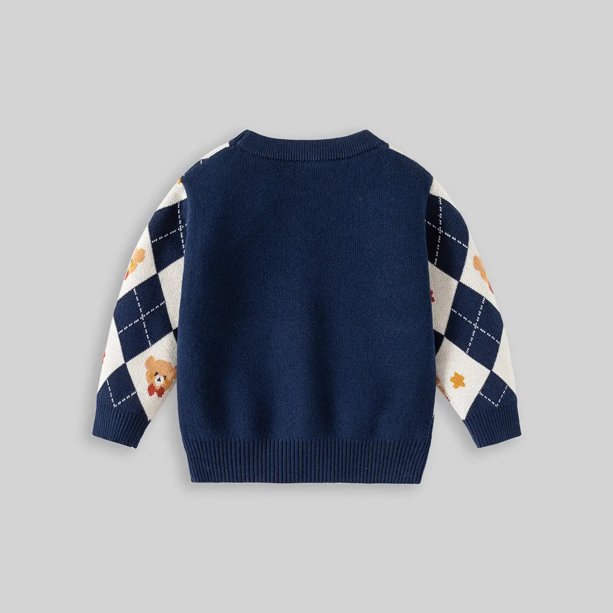 Boys Navy Blue Self-Design Triangle Patterns Knitted Sweater Sweaters & Cardigans