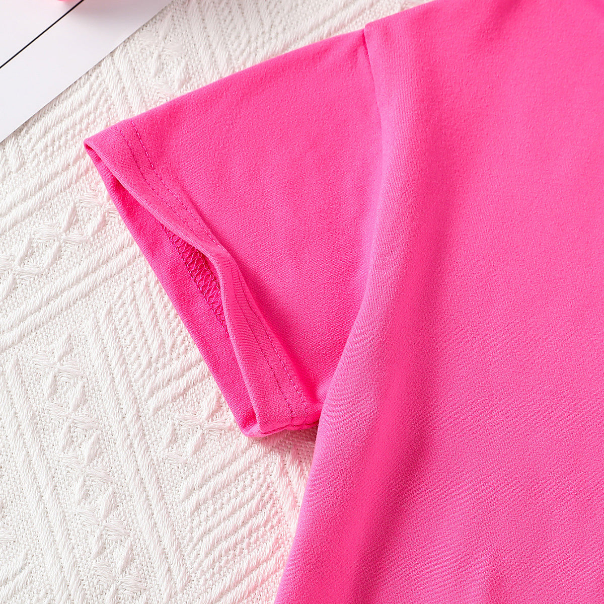 Girls Fuchsia Short Sleeves Tee with Shorts Set Sets