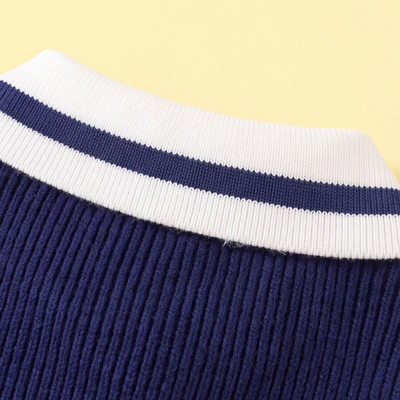 Boys Blue Self-Design Polo Sweater Sweaters & Cardigans