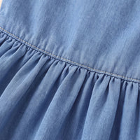 Girls Blue Sleeveless Denim Shirt Dress Casual Dresses