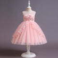 Girls Pink Embellished Sleeveless Layered Party Wear Dress Party Dresses Pink 3-4 Y