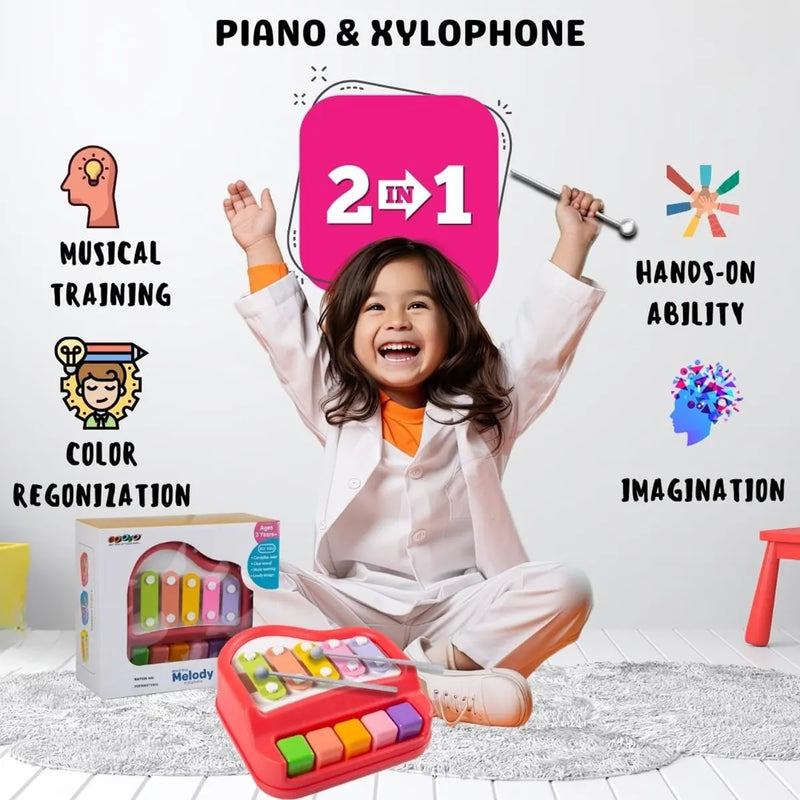 Kids 2-in-1 Rainbow Piano & Xylophone Musical Toy Trending Accessories
