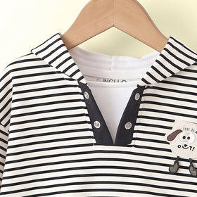 Boys Off White Striped Sweatshirt & Denim Pants Sets Sets