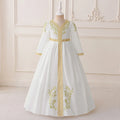 Girls White Embroidered Maxi Dress With Long Sleeves Casual Dresses White 3-4 Y