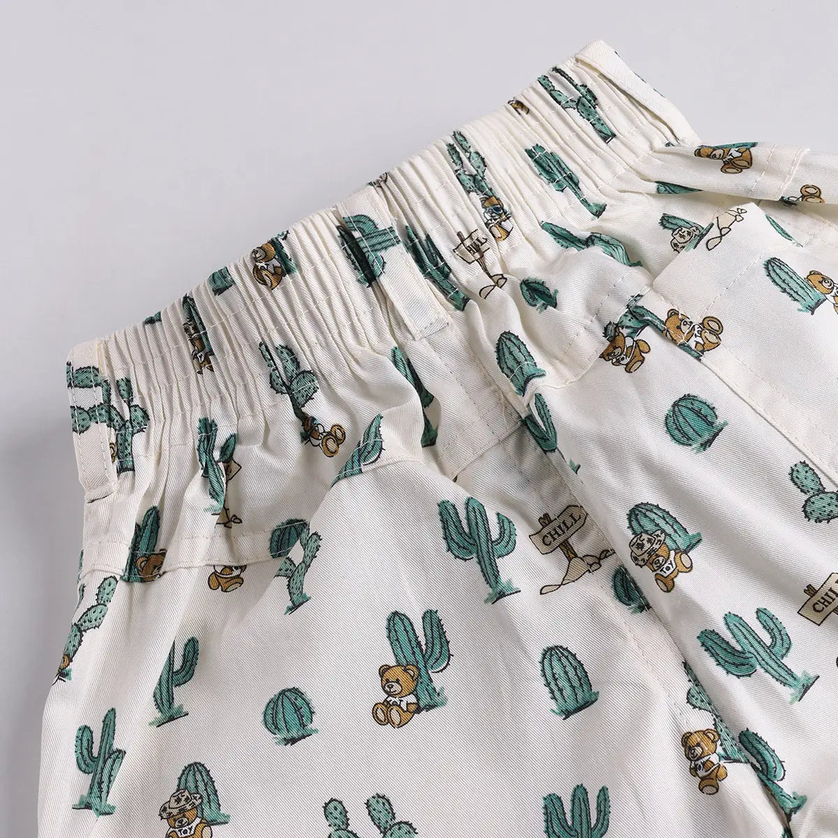 Boys Green Cactus Printed Shirt With T-Shirt And Shorts Sets 3 pc. Sets