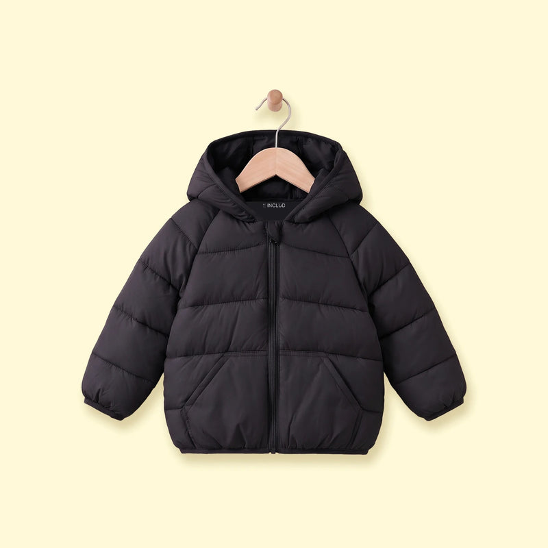 Boys Black Hooded Quilted Puffer Jacket Coats & Jackets Black 1-2 Y