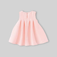 Girls Pink Pleated A-Line Dress With Sling Bag Casual Dresses