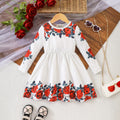 Girls White Floral Printed Long Sleeves Fit & Flare Dress Casual Dresses White 3-4 Y