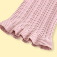 Girls Peach Flower Applique Knitted Sweater & Pants Sets Sets