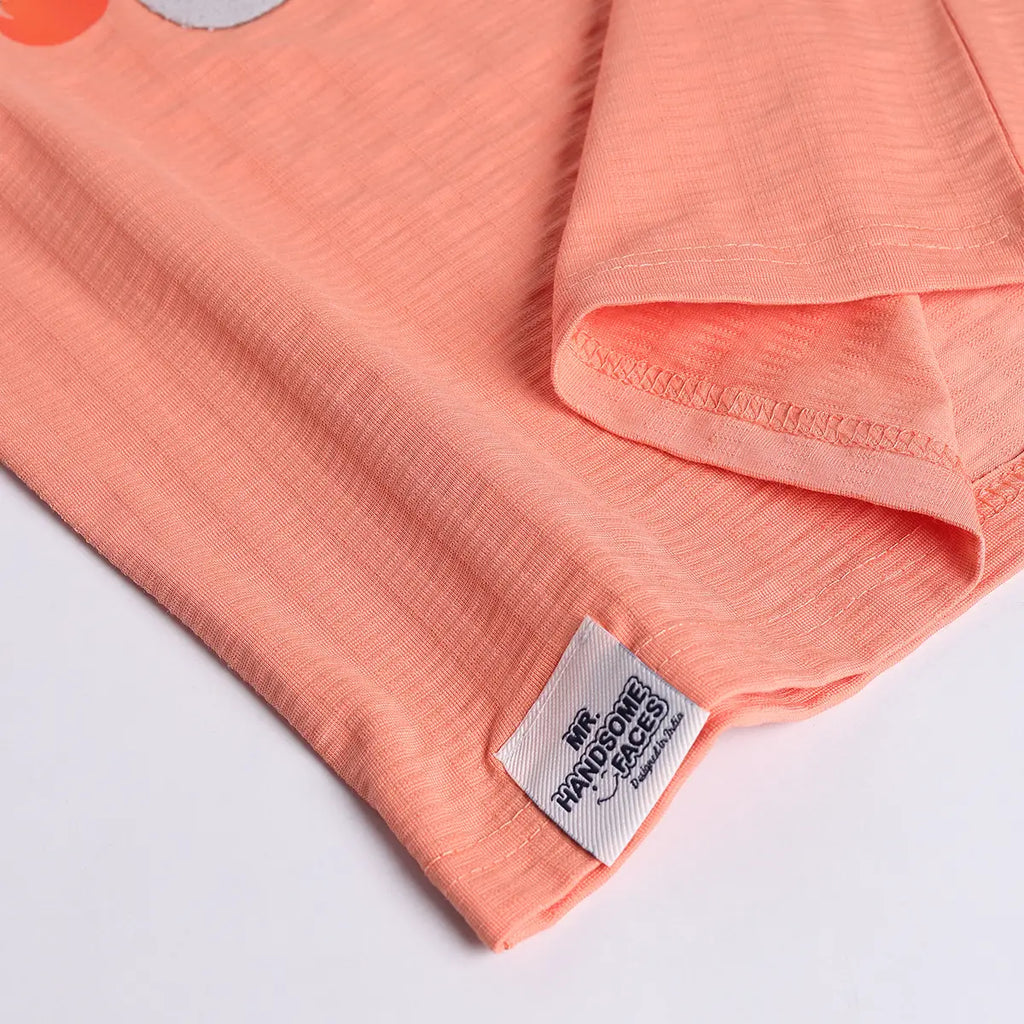 Boys Orange Typographic Applique Short Sleeve T-Shirt With Elasticated Shorts Sets 2 pc. Sets