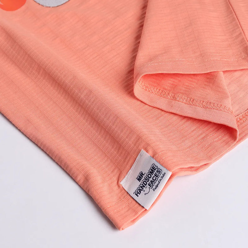 Boys Orange Typographic Applique Short Sleeve T-Shirt With Elasticated Shorts Sets 2 pc. Sets