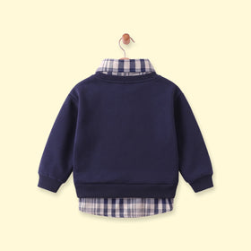 Boys Navy Blue Embroidered Long Sleeve Sweater Sweaters & Cardigans