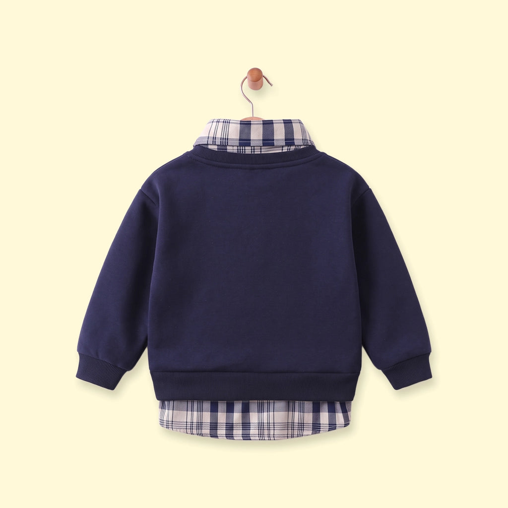 Boys Navy Blue Embroidered Long Sleeve Sweater Sweaters & Cardigans