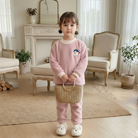 Girls Pink Long Sleeves T-Shirt With Jogger Co-ord Sets Sets Pink 1-2 Y