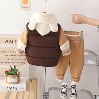Boys Khaki Graphics Regular Sweatshirt With Sleeveless Jacket & Pants Sets 3 pc. Sets