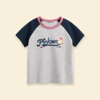 Girls Navy Blue Typographic Print Raglan Sleeve T-Shirt Tshirts