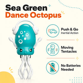 Sea Green Dancing Octopus Push & Go Toy for Kids Trending Accessories