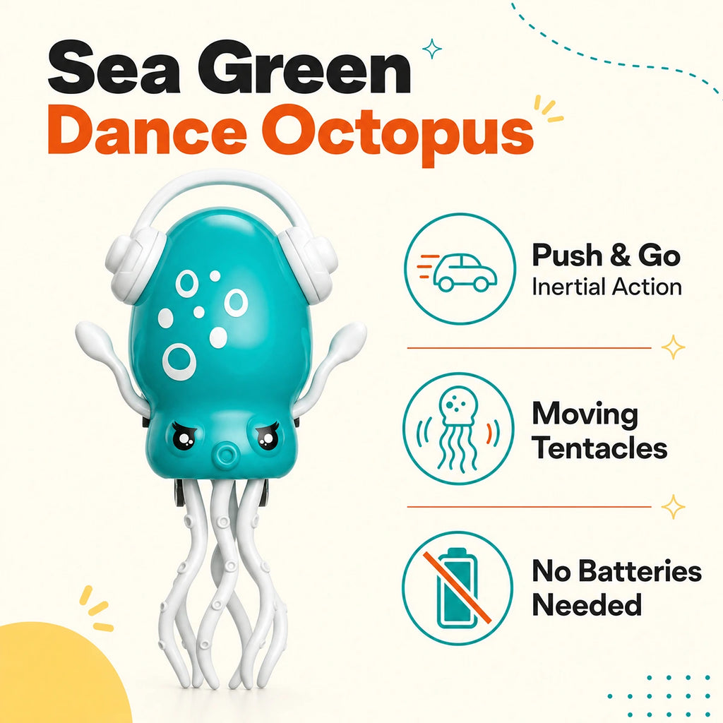 Sea Green Dancing Octopus Push & Go Toy for Kids Trending Accessories