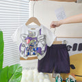 Boys Robot Printed T-Shirt With Purple Shorts Set 2 pc. Sets Purple 1-2 Y
