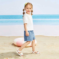 Girls Elasticated Light Wash Denim Shorts Shorts Blue 3-4 Y 