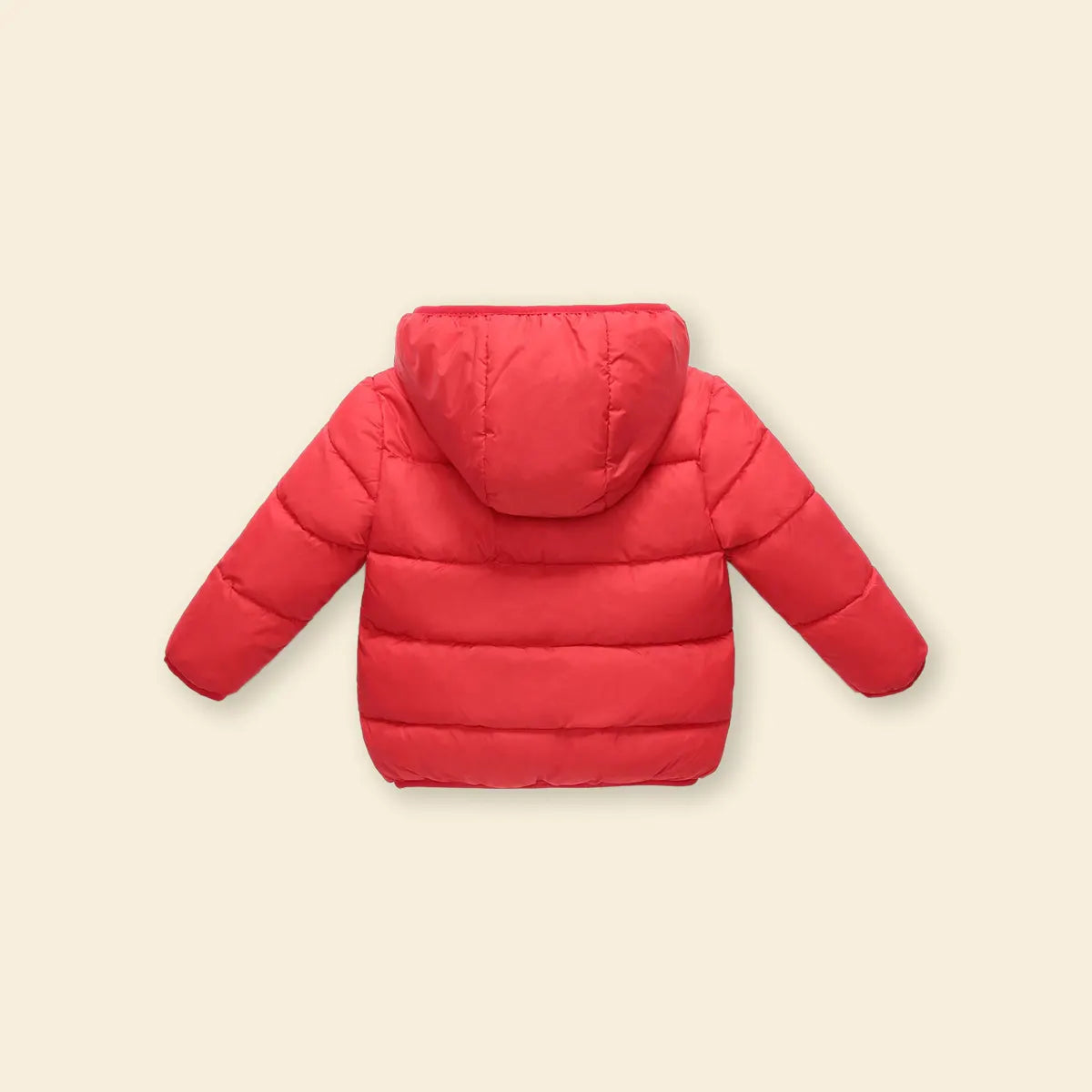 Boys Red Hooded Puffer Jacket With Sherpa Fleece Lining Coats & Jackets