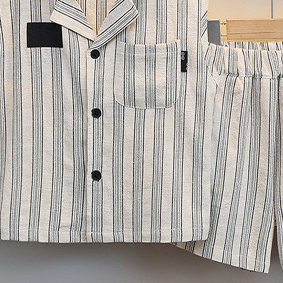 Boys Striped Sleeveless Shirt With Shorts Set Sets   