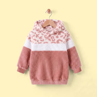 Girls Pink Leopard Print Fleece Hooded Sweatshirt Sweatshirts & Hoodies Pink 2-3 Y