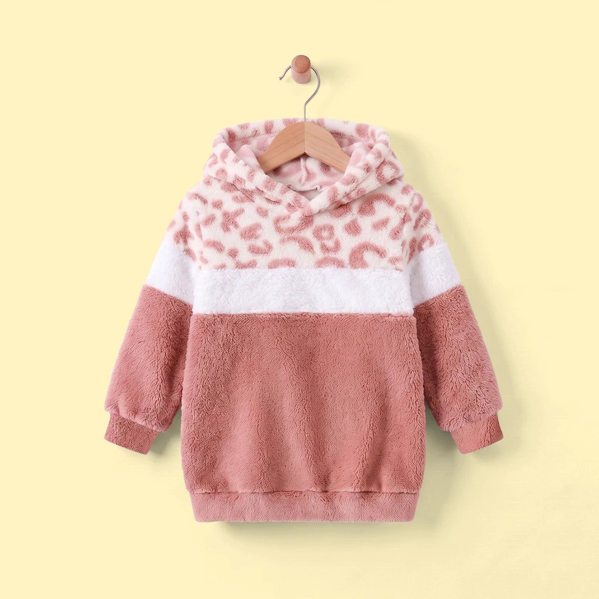 Girls Pink Leopard Print Fleece Hooded Sweatshirt Sweatshirts & Hoodies Pink 2-3 Y