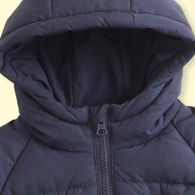 Boys Navy Blue Quilted Hooded Zip-up Jacket Coats & Jackets