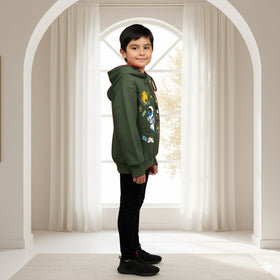 Boys Green Space Graphics Hoodies Sweatshirt Sweatshirts & Hoodies