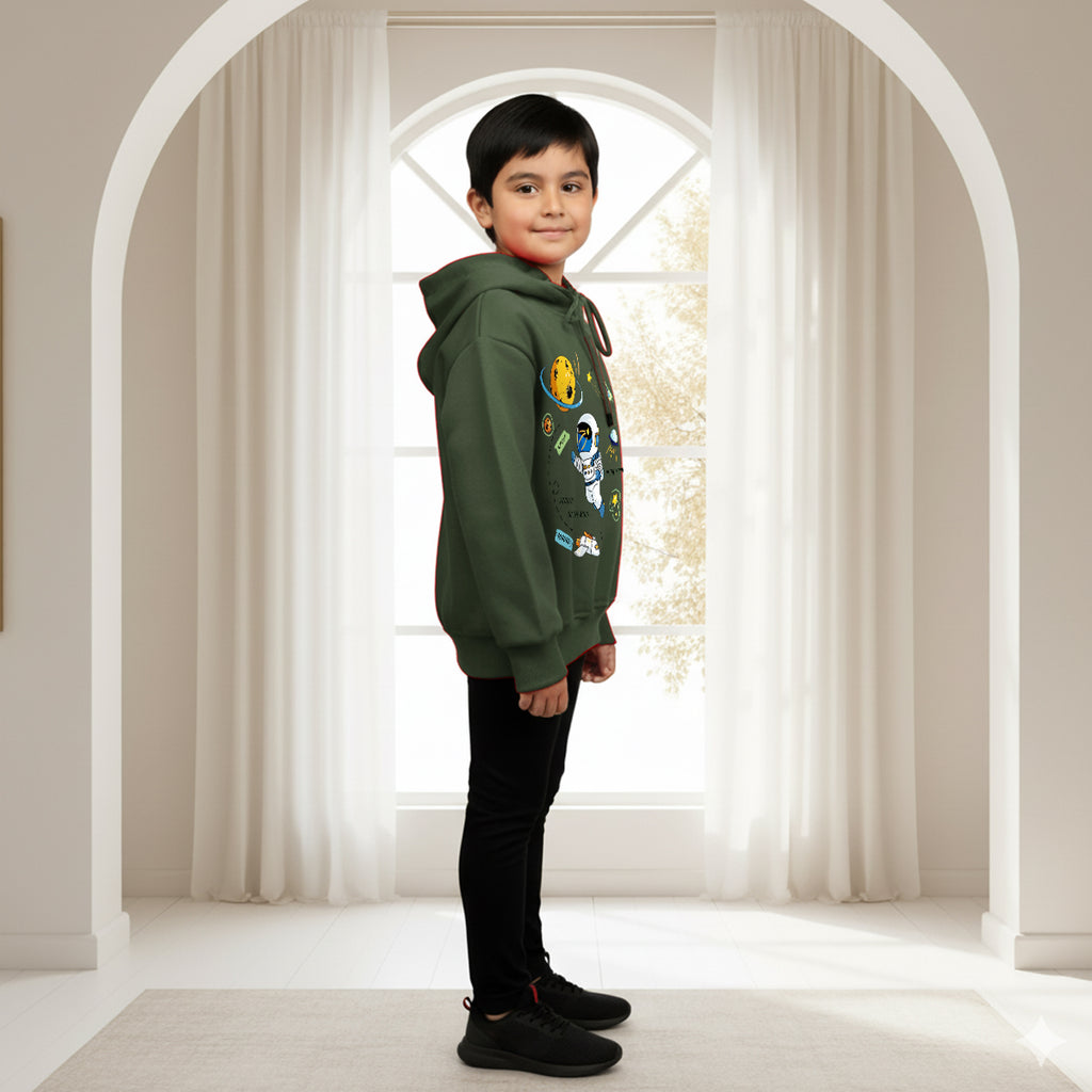 Boys Green Space Graphics Hoodies Sweatshirt Sweatshirts & Hoodies