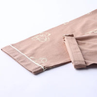 Girls Light Brown Teddy Bear Printed Short Sleeve Shirt With Elasticated Pyjama Sets Sets