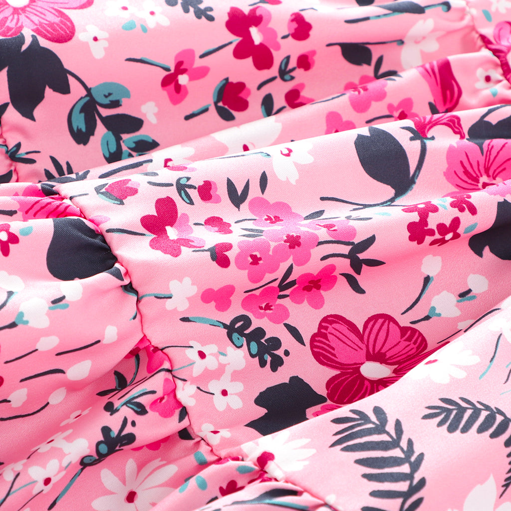 Girls Pink Floral Printed Long Elasticated Skirt Skirts