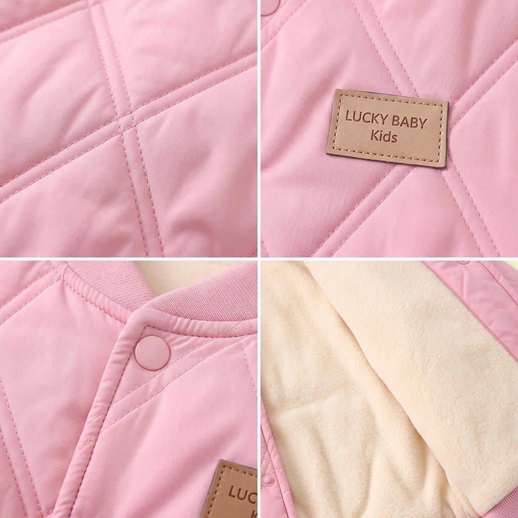 Girls Light Pink Long Sleeve Quilted Jacket Coats & Jackets