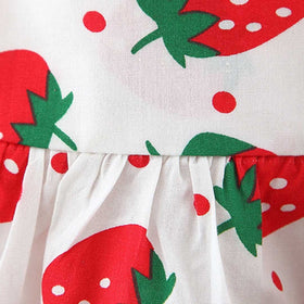 Girls Strawberry Print Casual Dress with Hat Casual Dresses   
