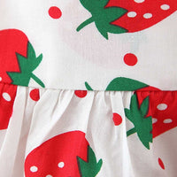 Girls Strawberry Print Casual Dress with Hat Casual Dresses   