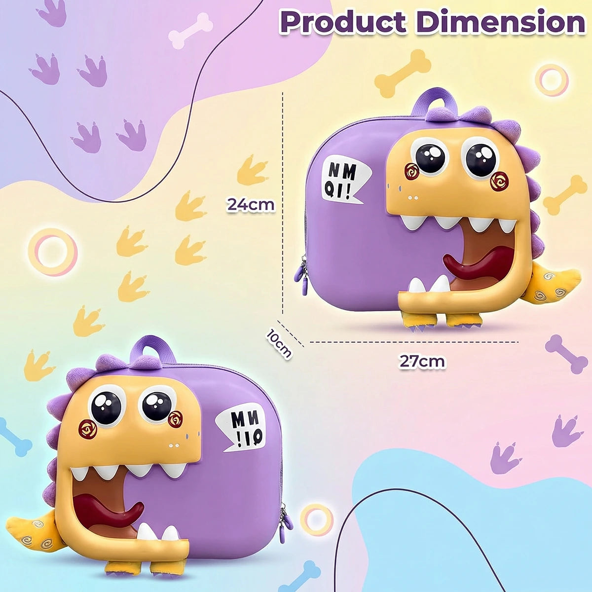 Kids Purple 3D Dinosaur Hard-Shell Backpack Trending Accessories