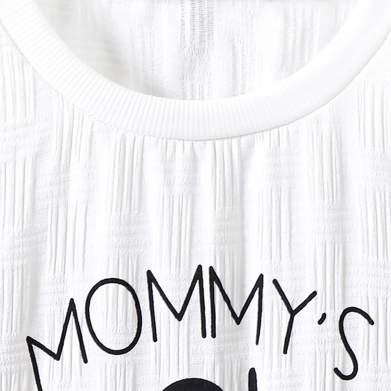 Boys White Typographic Print Shorts Sleeves T-Shirt With Shorts Set Sets