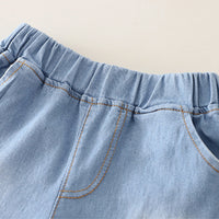 Boys Blue Graphics T-Shirt With Denim Shorts Set Sets