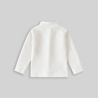 Boys White Mock-neck T-Shirt With Long Sleeves Tshirts