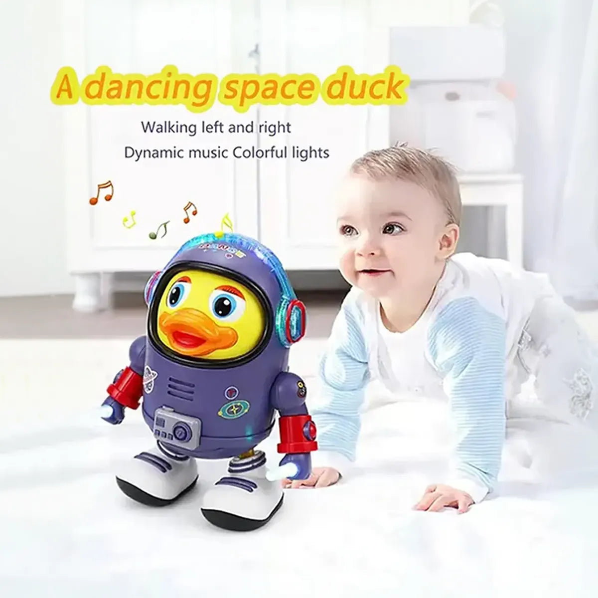 Kids Blue Dancing Astronaut Space Duck Toy with Lights Trending Accessories
